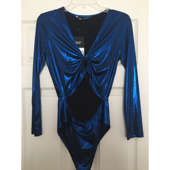 ZARA Cut Out Laminated Bodysuit S NWT - Picture 10 of 13